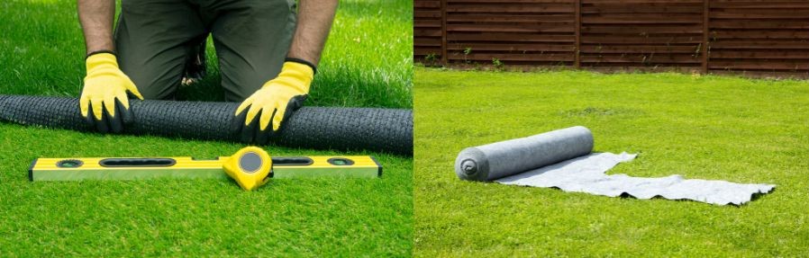 Césped artificial: ejemplo de cómo colocar una malla geotextil